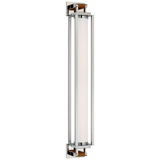 Northport Wall Lamp 82 cm - Polished Nickel and White Glass