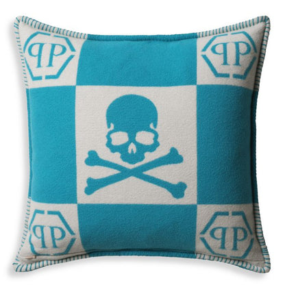 Coussin Skull Cachemire Turquoise