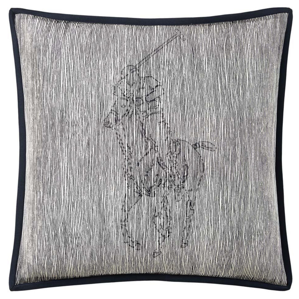 Modern Equestrian Cushion in Light Gray Silk