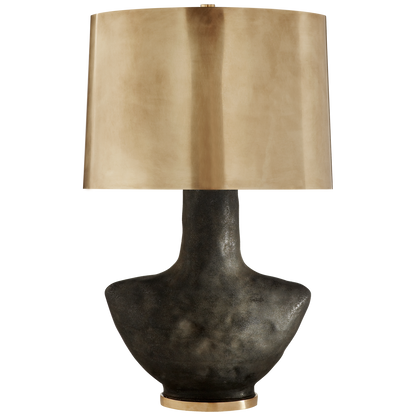 Armato Tischlampe, kleines Modell – schwarze Keramik und brüniertes Messing 