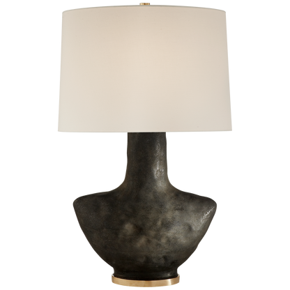 Lampe de Table Armato Petit modèle - Céramique Noire et Lin