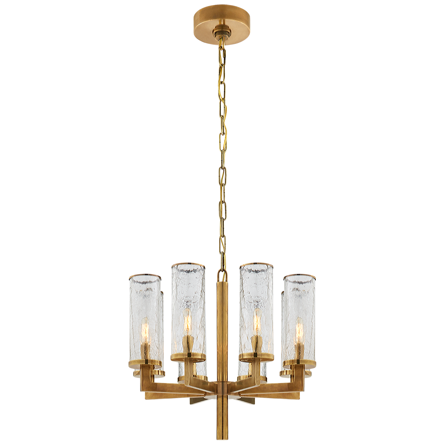 Simple Liaison Chandelier - Brass and Cracked Glass 