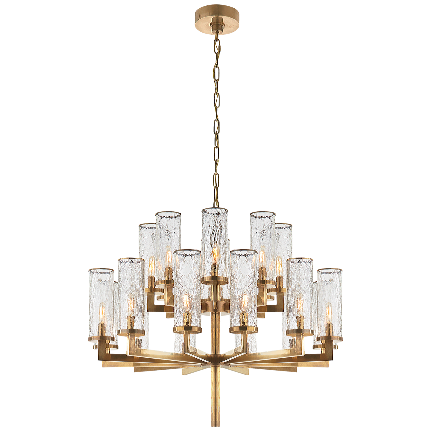 Double Liaison Chandelier - Brass and Cracked Glass 