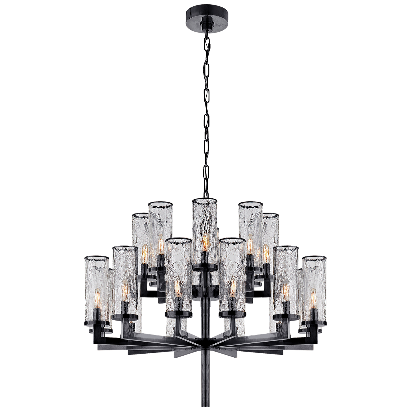 Liaison Double Chandelier - Bronze and Cracked Glass 