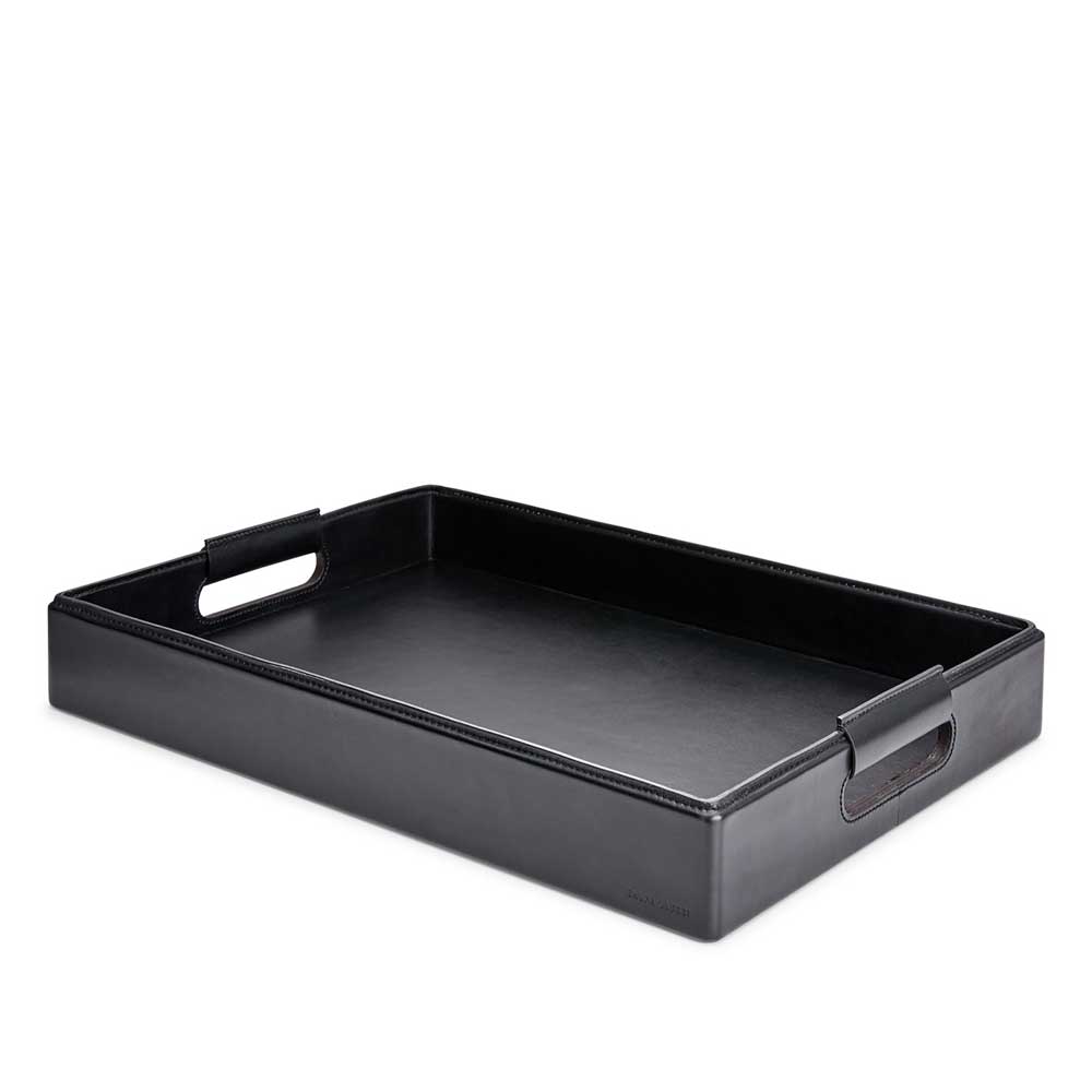 Plateau Wyatt (Grand) en cuir Noir