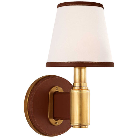 Riley Wall Lamp Brass and Brown Leather