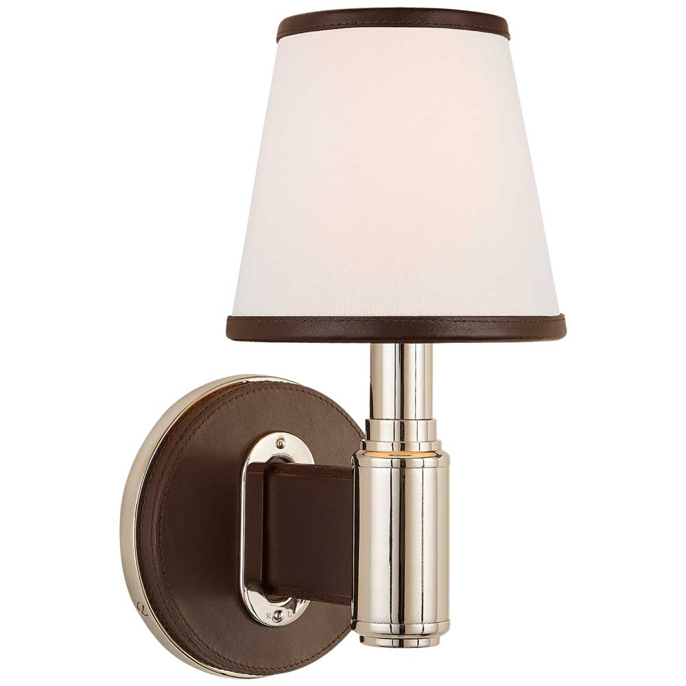 Riley Nickel and Chocolate Leather Wall Lamp