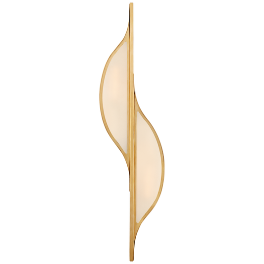 Avant Large curved frosted glass wall light - Brass 