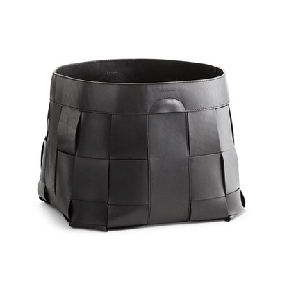 Hailey Black Leather Basket