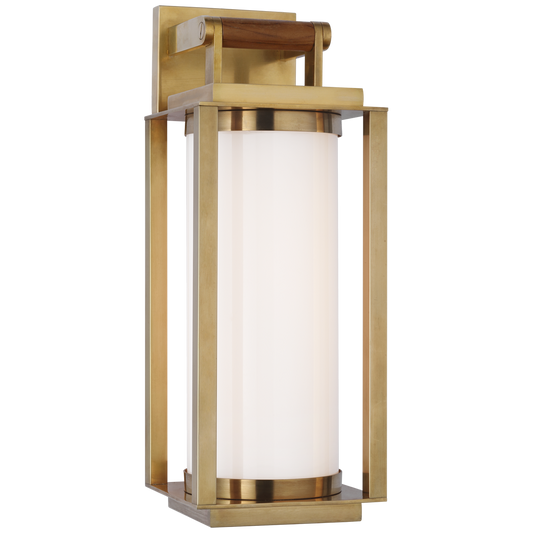 Northport lantern wall light - Brass and White Glass