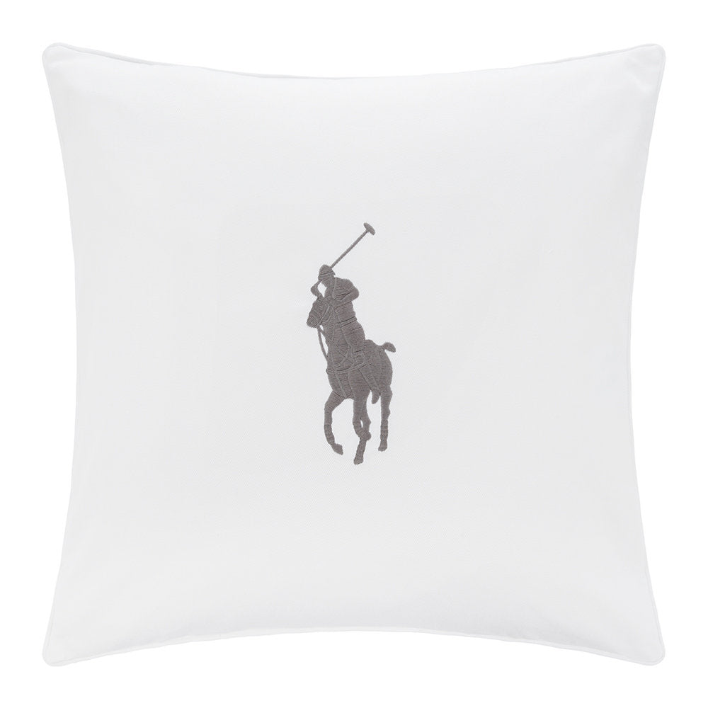 Coussin Blanc Pony Gris Galet