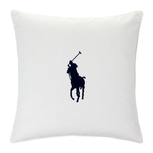 Navy Blue Pony White Cushion