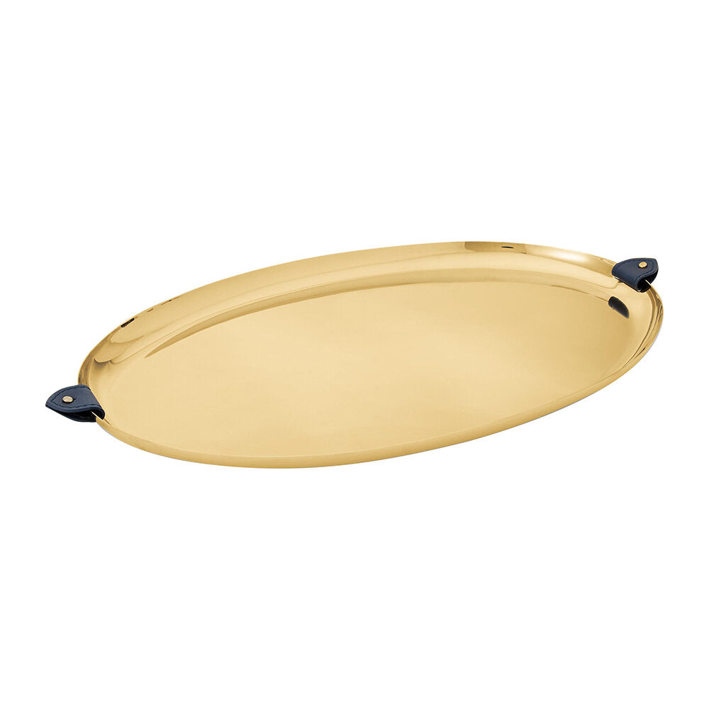 Ovales Wyatt-Tablett in Gold und Marineblau