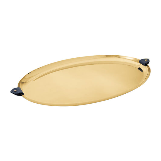 Ovales Wyatt-Tablett in Gold und Marineblau